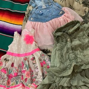 Lots of three girl dresses.